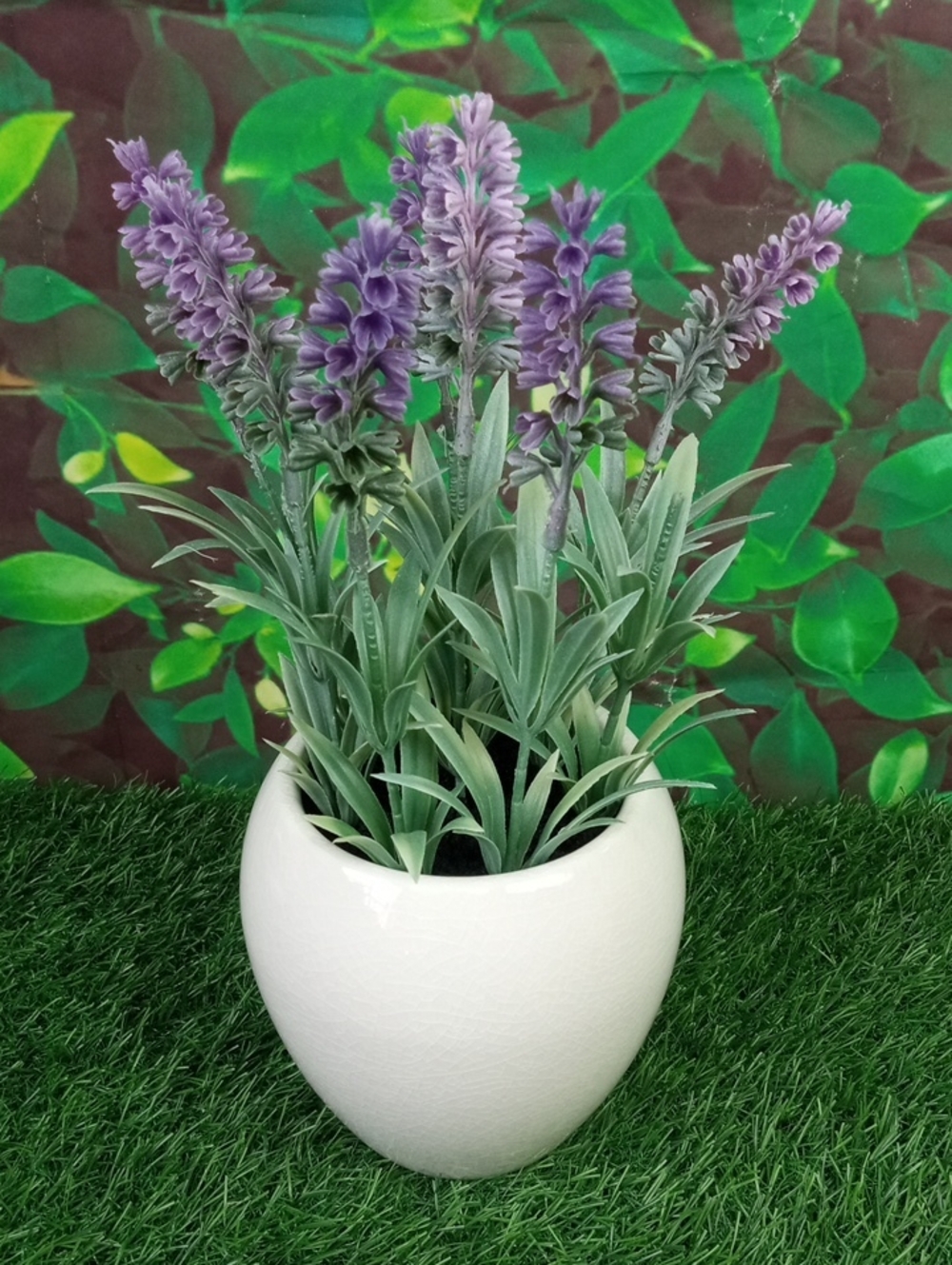 🏠 Lavender Faux Plant in White Ceramic Pot - Home Accents